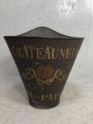 Grey painted Grape Picker's Hod or Bin Bucket, the galvanised metal body decorated with