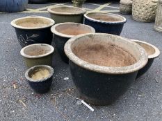Collection of glazed garden pots