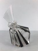 Large Art Deco glass scent bottle with unchipped stopper and black starburst ray design approx