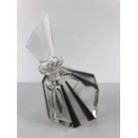 Large Art Deco glass scent bottle with unchipped stopper and black starburst ray design approx
