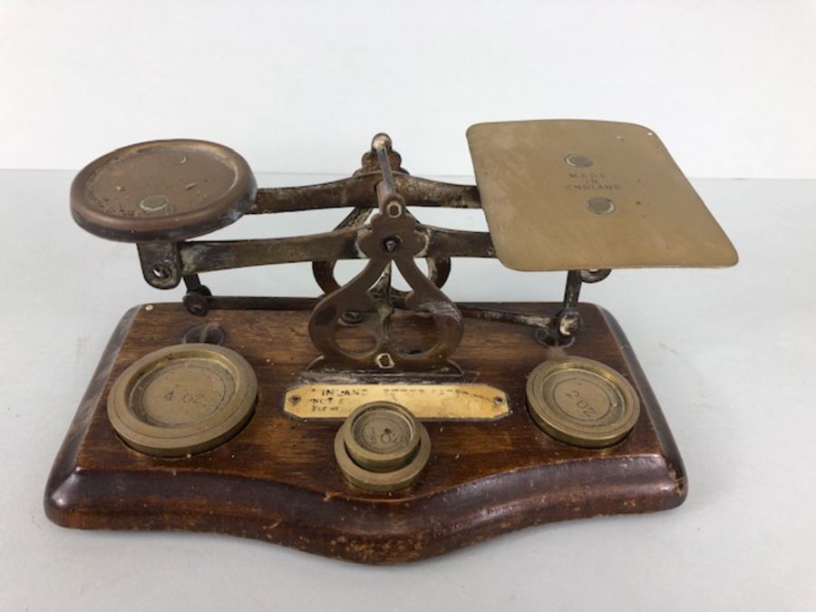 Postage scales, a set of English postage scales for inland post, with weights from 1/2 oz to 4oz, - Image 2 of 13