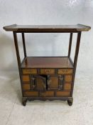 Two tier Chinese campaign style Preparation table with cupboards and drawers under