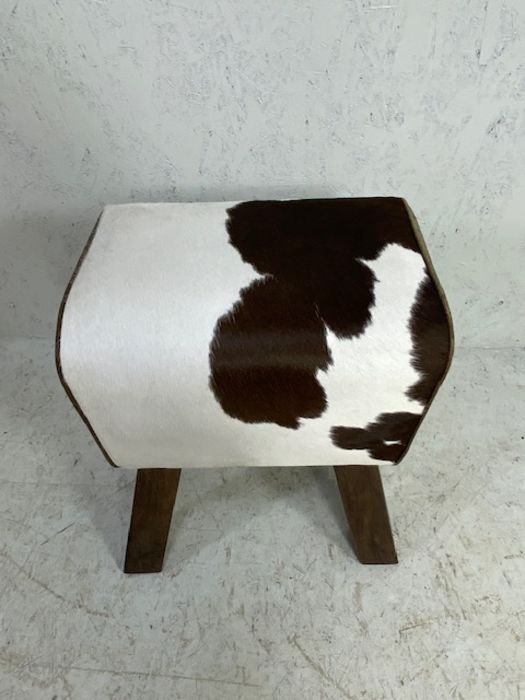 Contemporary faux cowhide footstool, approx in 52cm in height - Image 2 of 4