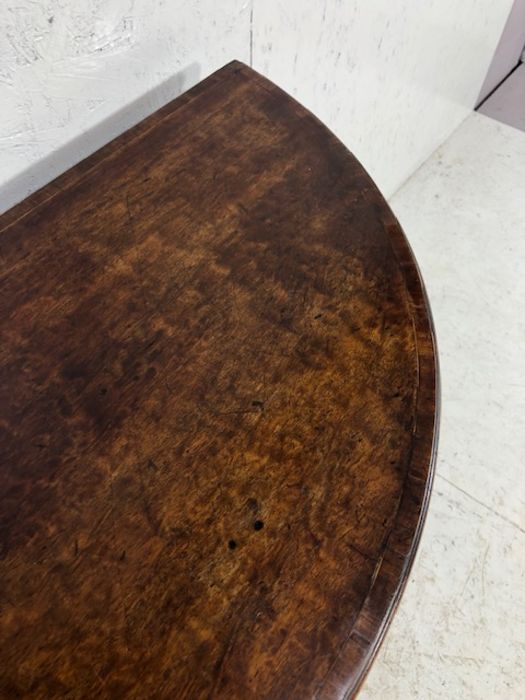 Antique furniture, Half moon side table on tapered legs opening to make a round card table, the - Image 5 of 13