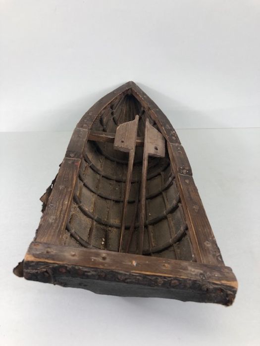 Model of a Currach, early 20th century wooden scratch built model of a Currach, approximately 50cm - Image 4 of 6