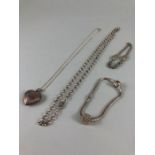 Silver Jewellery, a collection of silver 9.25 jewellery to include a PANDORA bracelet and charm, a