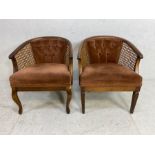 Tub Chairs, 2 reproduction !9th century style colonial Tub chairs, both with woven wicker sides