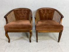 Tub Chairs, 2 reproduction !9th century style colonial Tub chairs, both with woven wicker sides