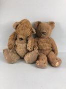 Teddy Bears, 2 elderly mohair teddy bears, looking for some TLC , both approximately 15 inches