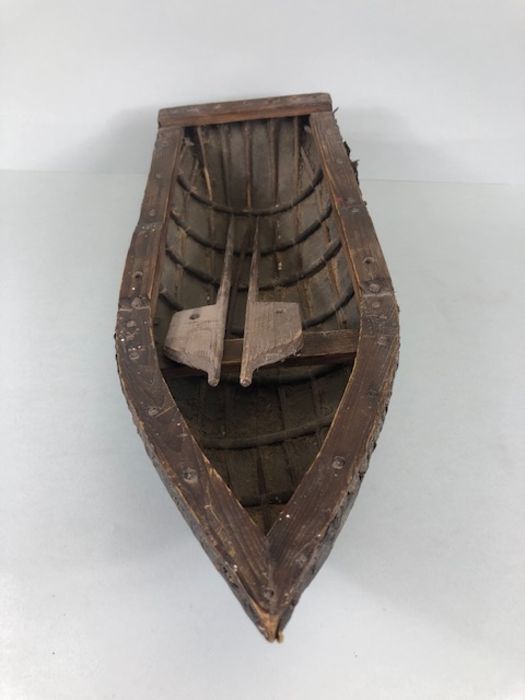 Model of a Currach, early 20th century wooden scratch built model of a Currach, approximately 50cm - Image 2 of 6