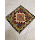 Oriental Rug, Hand knotted wool Chobi Kilim with geometric designs, approximately 41 x 49cm