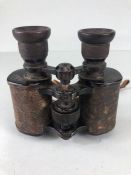 WW1 period binoculars, A pair of Imperial 6x binoculars in brown leather case