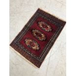 Oriental Rug, Hand Knotted wool Mori Jaldar Rug with geometric pattern approximately 65 x 44cm