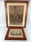 2 Framed Boxing Prints, a Geo Newbold lithograph of John. c. Heenan 1860 and a print of John c