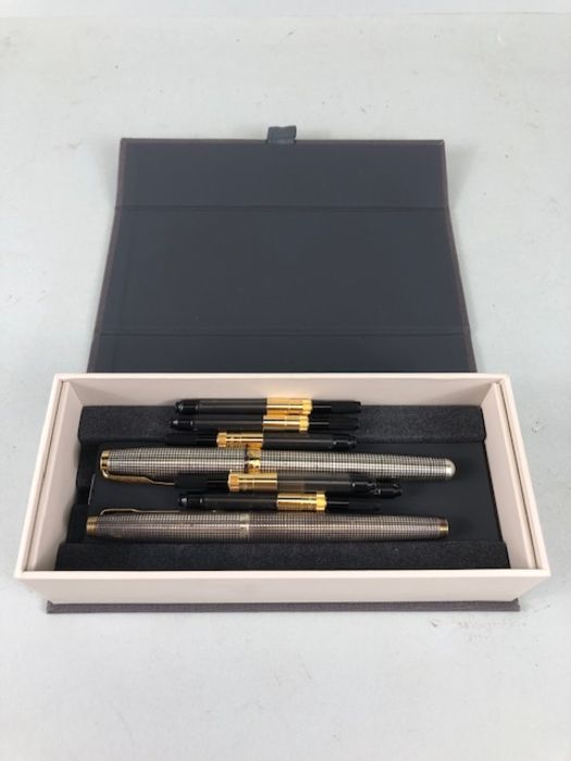 Parker fountain pens, Parker 75 Cisele sterling silver fountain pen with 14ct nib and a Parker