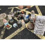 Large collection of garden ornaments to include gnomes and frogs