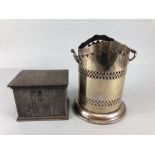 Silver plated wine bottle holder and a silver plated Britannia metal casket