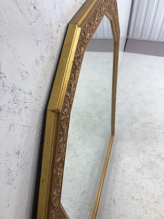 Gilt Frame Mirror, modern Gilt framed mirror the frame with boarder decoration of flowers - Image 6 of 7