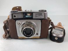 Vintage Camera, ILFORD Sportsman camera in case and a Sekonic light meter in its case