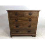 Antique style chest of drawers, oak chest of drawers on bracket feet with a run of 3 drawers and 2