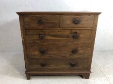 Antique style chest of drawers, oak chest of drawers on bracket feet with a run of 3 drawers and 2