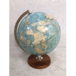 World Globe, Vintage Phillips Scan Globe on wooden base. pre collapse of the USSR