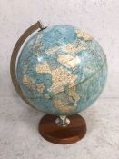 World Globe, Vintage Phillips Scan Globe on wooden base. pre collapse of the USSR
