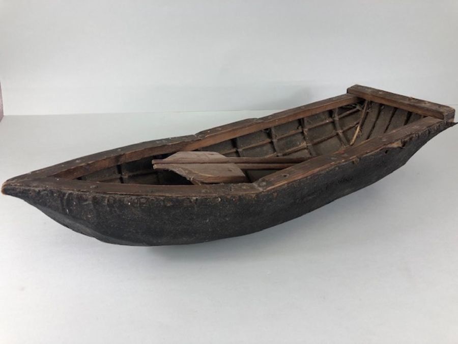 Model of a Currach, early 20th century wooden scratch built model of a Currach, approximately 50cm