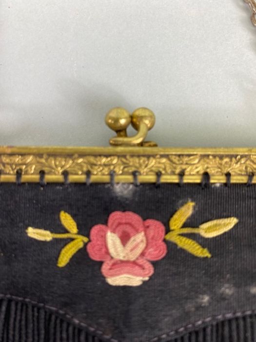 Antique purses, Two 19th Century ladies evening purses/bags one being black silk velvet with fine - Image 6 of 14