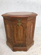 Side table with lid, late 20th century Indian carved wooden octagonal side table with lid, and