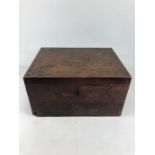 Antique Vanity box, 18th century mahogany ladies traveling vanity box with flush brass handles and