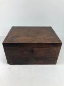 Antique Vanity box, 18th century mahogany ladies traveling vanity box with flush brass handles and