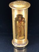 Religious Icon, highly unusual 19th century French brass revolving Cylinder pocket votive containing