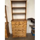 Modern Pine, Drawer and shelf unit, same style as previous lot , but single drawer unit with run