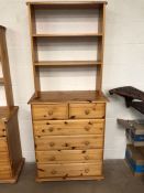 Modern Pine, Drawer and shelf unit, same style as previous lot , but single drawer unit with run