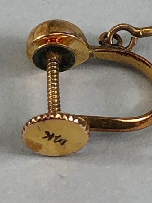 14k Gold earrings with pendant Jade teardrops each teardrop approx 18mm in length - Image 12 of 21