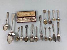 Silver spoons , a quantity of silver hallmarked spoons and other items to include 3 Georgian