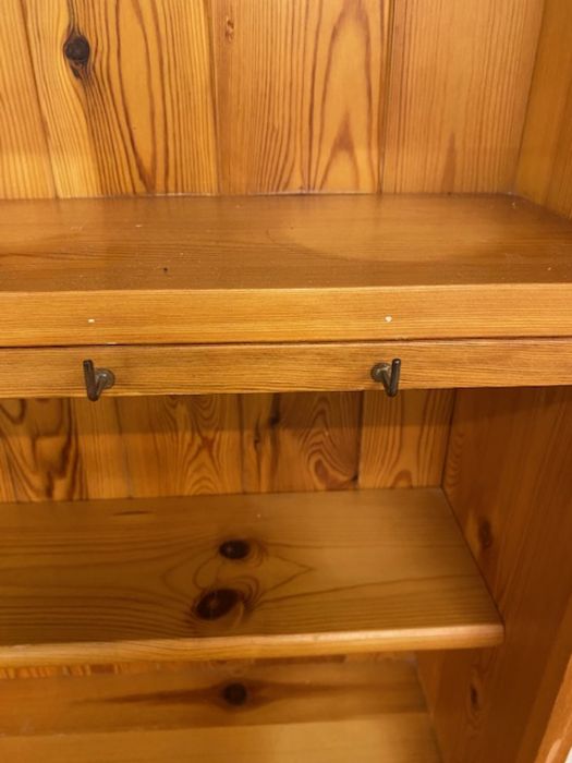 Pine kitchen dresser, two drawers, cupboards under, shelves over, approx 91cm wide x 215cm tall - Image 7 of 9