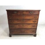 Antique furniture, 19th century oak chest of drawers on bracket feet, run of 4 drawers with 2