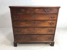 Antique furniture, 19th century oak chest of drawers on bracket feet, run of 4 drawers with 2