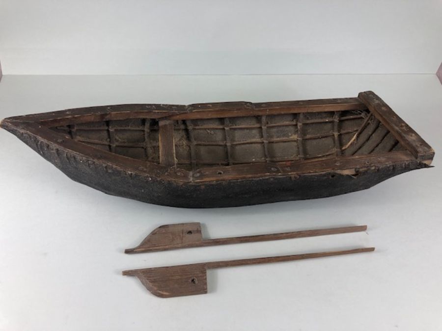 Model of a Currach, early 20th century wooden scratch built model of a Currach, approximately 50cm - Image 5 of 6