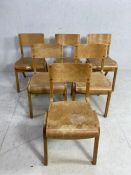 Mid century Chairs, 6 vintage TECTRA design plywood stacking chairs