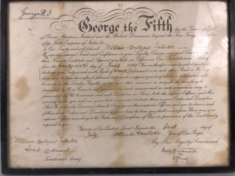 Military officers commission, George Fifth British Territorial Army commission document for Second - Image 2 of 7