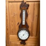 Early 20th Century oak cased barometer, approx 86cm in height (A/F)