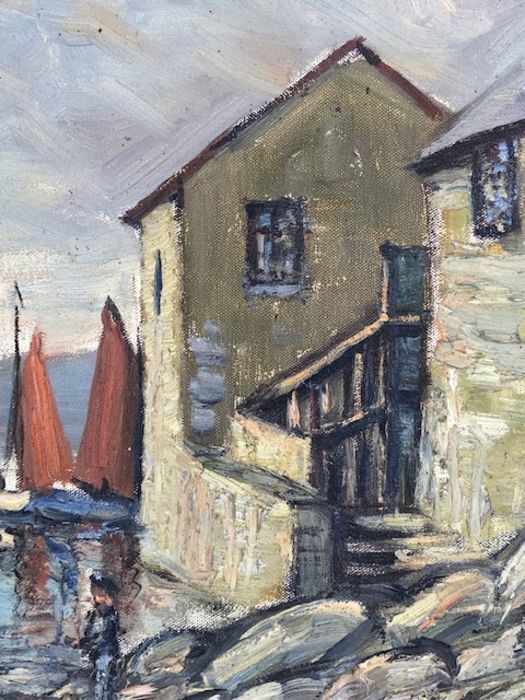 Oil Painting of Fowey, late 19th century oil painting of Fowey harbour, signed H Bennett, in a - Image 7 of 8