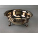 Antique silver, English silver hallmarked sugar dish London 1904 fluted edge with lion paw and