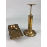 Victorian Brass novelty ink blotter with a chick looking at a Ladybug on top and a R. W. Winfield