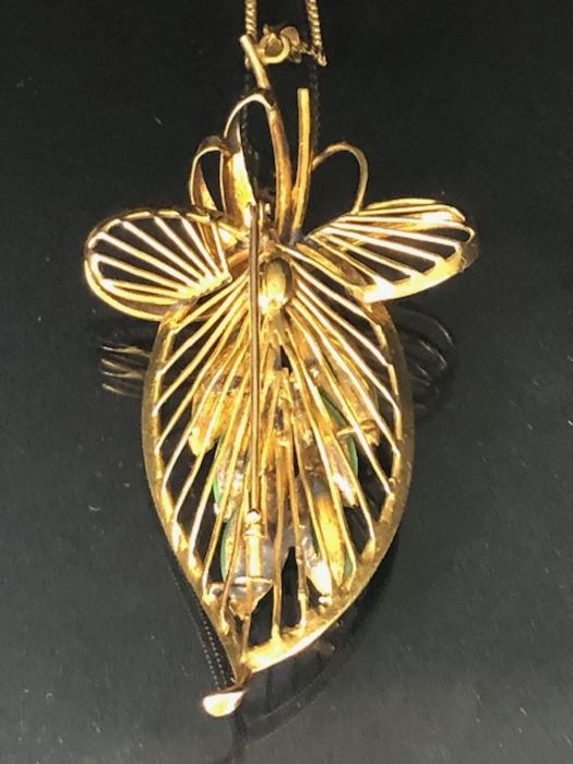 Gold coloured (unmarked) large necklace pendant approx 60mm tall of openwork design set with six - Image 14 of 34