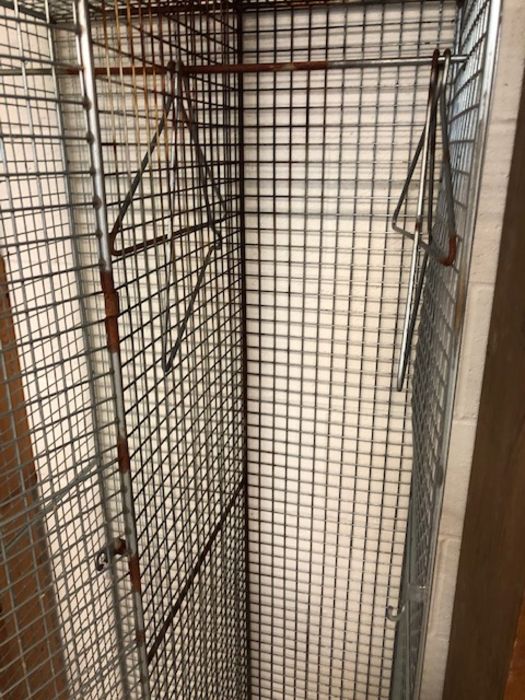 Vintage galvanised wire mesh Gym locker, 2 sections with hanging space and shelf above Approximately - Image 8 of 12
