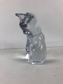 Art Glass, Studio Glass study of a siting cat signed at base Daum France approximately 21cm high